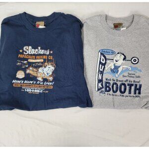 Lot of 2 Men's D Lab T Tee Shirt Blue Gray LARGE Vintage New Slackers Brown Nose